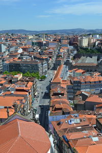 High angle view of cityscape against sky