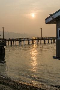 Smoky sky at redondo beach, washington in late fall.