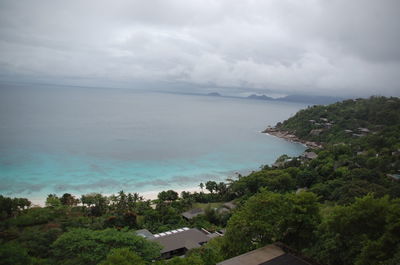 Scenic view of sea against cloudy sky