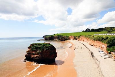 Scenic view of beach against sky