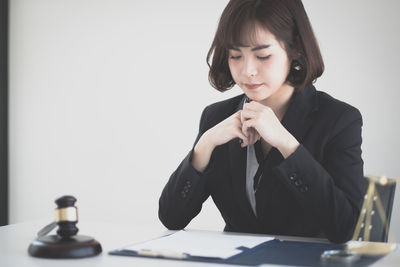 Young lawyer working at office