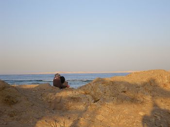Scenic view of sea against clear sky