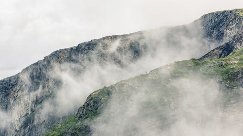 Scenic view of waterfall against sky