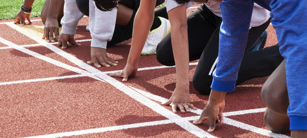 Low section of people running