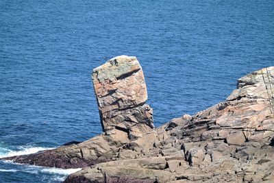 High angle view of rock formation in sea