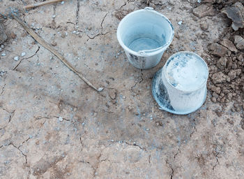 High angle view of empty coffee cup