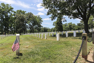 Scenic view of cemetery against sky