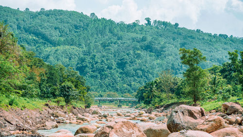 Scenic view of rocks against sky