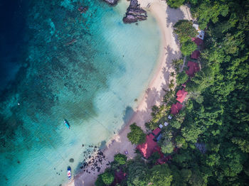 High angle view of people on beach