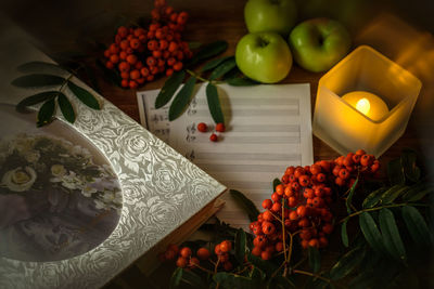 Close-up of fruits on table