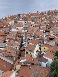High angle view of townscape against sky