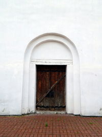 Closed door of old building