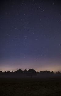 Scenic view of silhouette landscape against sky at night