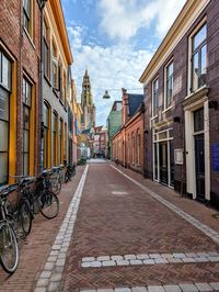 Bicycles on street in city