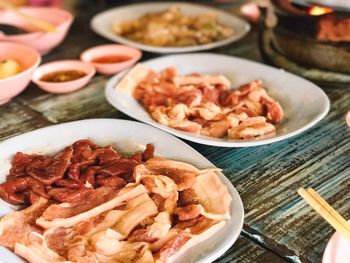 Close-up of food in plate on table