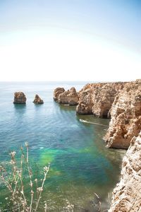 Scenic view of sea against clear sky