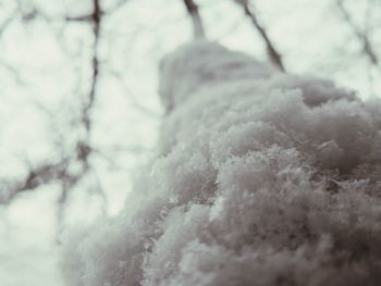 Close-up of snow against sky