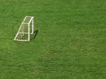 High angle view of soccer field