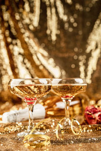 Close-up of wine glass on table