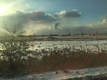 Scenic view of land against sky