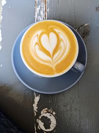 High angle view of coffee on table