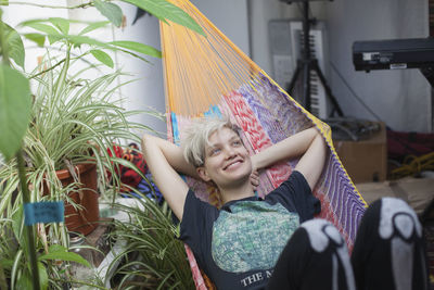 Young woman hanging out in her apartment