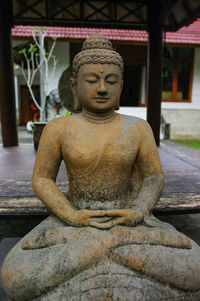 Close-up of buddha statue against temple