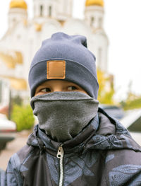 Portrait of man wearing mask