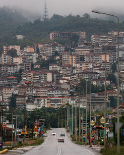 View of the road leading to the city, located in the mountains