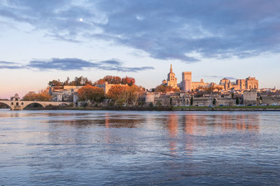Avignon city and his famous bridge, medieval papal city on the rhone river. photography in france