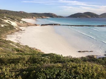 Scenic view of beach against sky