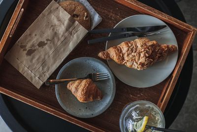 High angle view of food on table