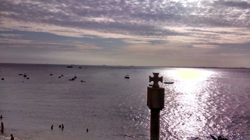 Scenic view of sea against cloudy sky