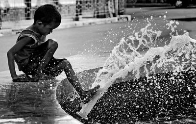 Girl standing in water