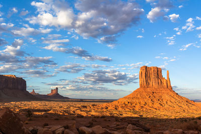 Panoramic view of rock formations against sky