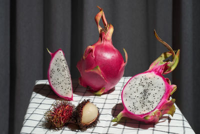 Directly above shot of fruits on table