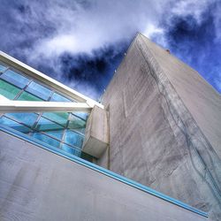 Low angle view of modern building against sky