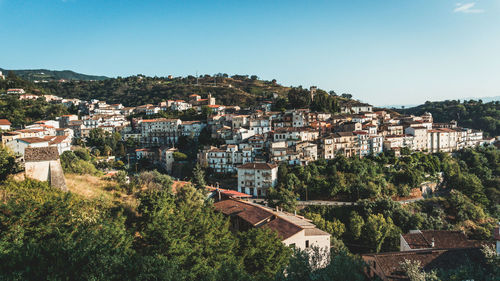 High angle view of townscape against sky