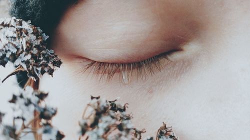 Close-up of person crying 