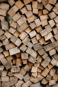 Full frame shot of wooden logs