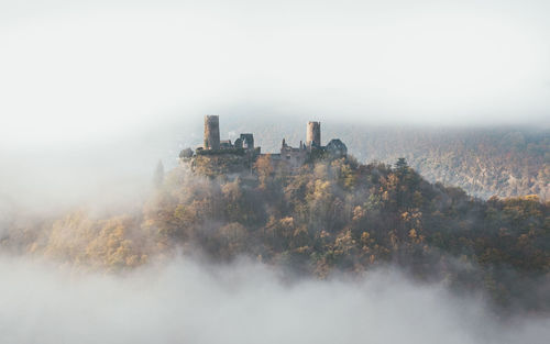 Burg thurant in the morning mist.