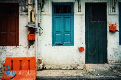 Closed door of building