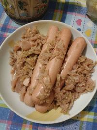 High angle view of meal served in plate