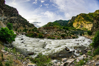 Scenic view of mountains against sky