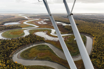 Alaskan fall season viewed from airplane