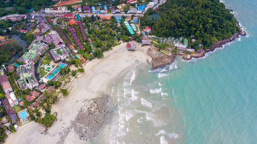 High angle view of swimming pool by sea