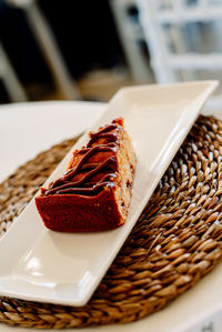 Close-up of dessert in plate on table