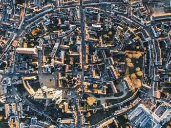 High angle view of buildings in city