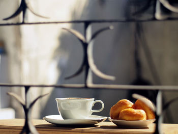 Close-up of breakfast on table