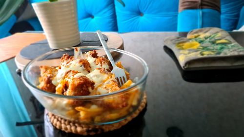 Close-up of food on table